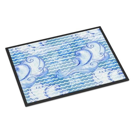 Carolines Treasures Beach Watercolor Abstract Waves Indoor or Outdoor Mat, 24 x 36 in. BB7530JMAT